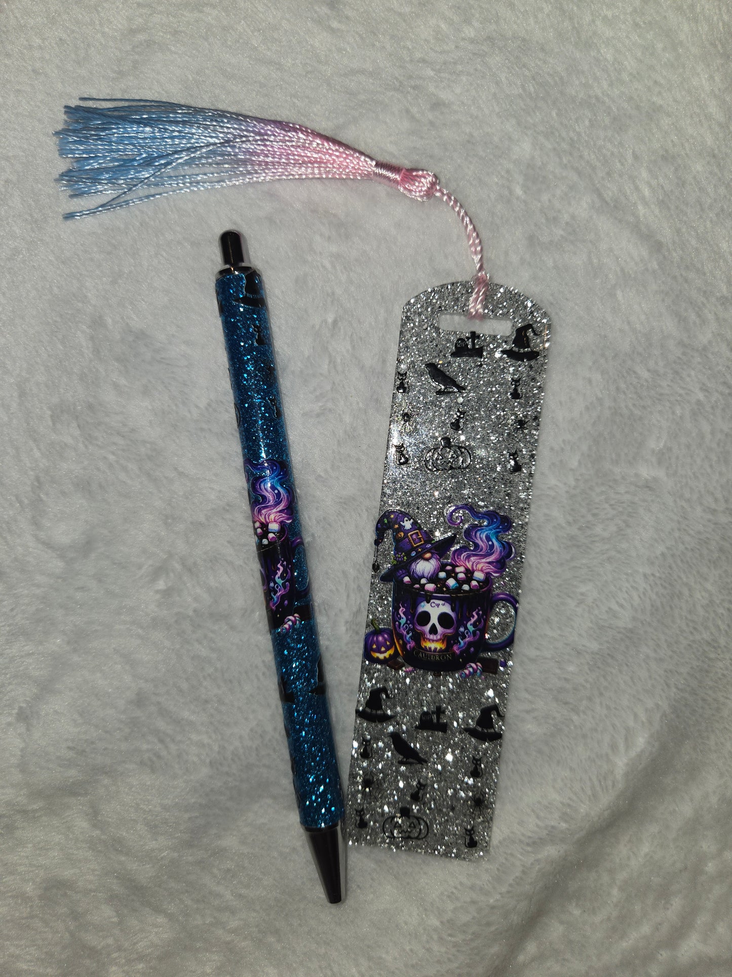 Wrapped pen and bookmark set