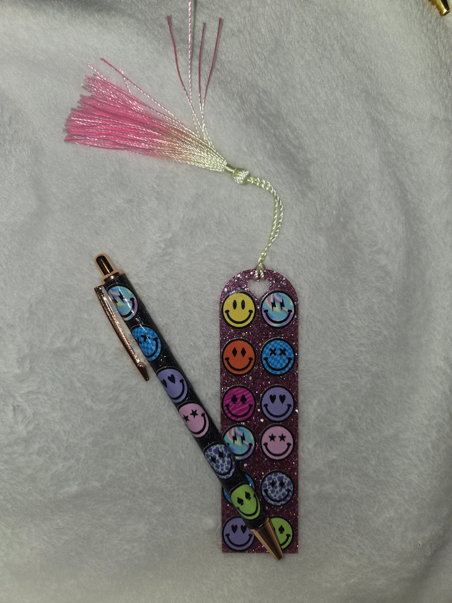 Wrapped pen and bookmark set