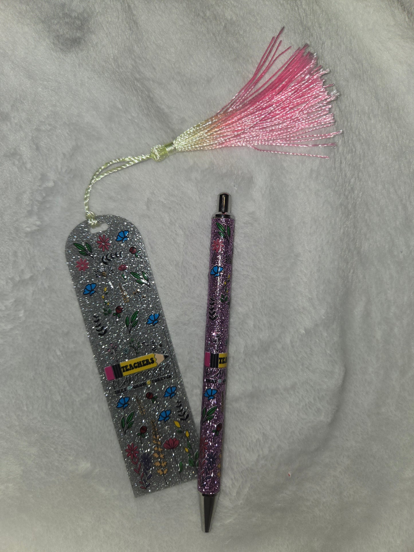 Wrapped pen and bookmark set