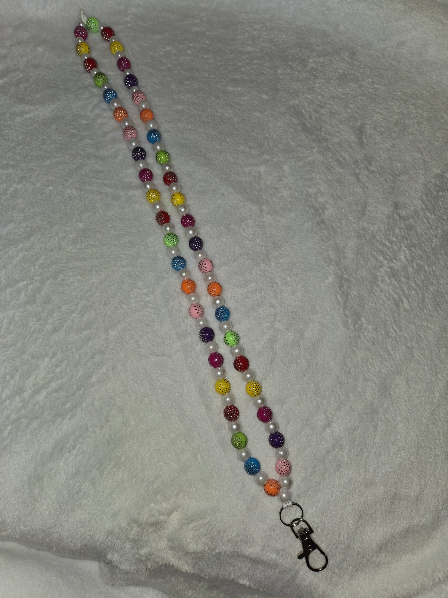 Lanyard with bright specialty beads.