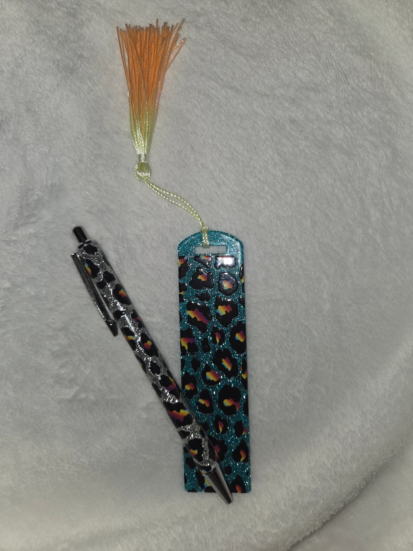 Wrapped pen and bookmark set