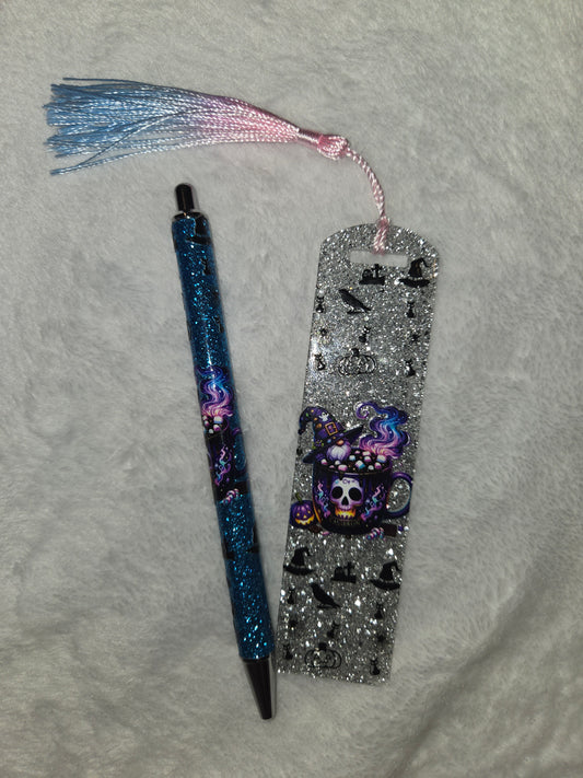Wrapped pen and bookmark set